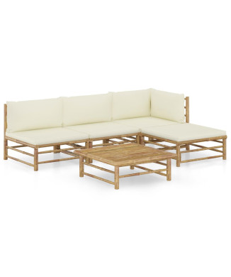 Conjunto de sofá de jardín de 6 piezas con cojines en ratán sintético