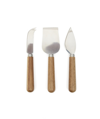 Juego de cuchillos para queso Nukha de 3 piezas, fabricado con madera de acacia 100 % FSC