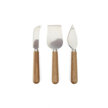 Juego de cuchillos para queso Nukha de 3 piezas, fabricado con madera de acacia 100 % FSC