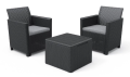 SET DE BALCÓN KETER CLAIRE Mesa de centro de jardín y 2 sillones