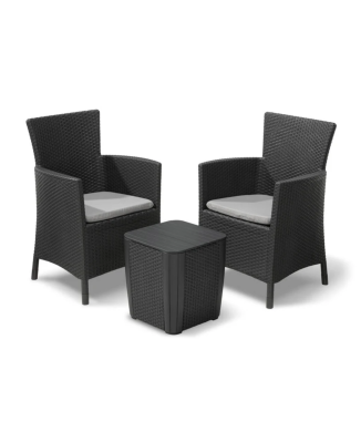 SET DE BALCÓN KETER IOWA Mesa de centro de jardín y 2 sillones