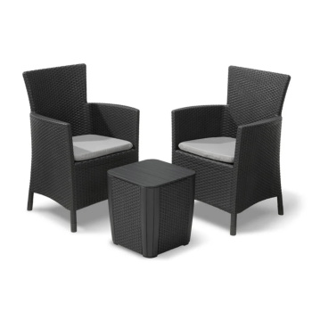 SET DE BALCÓN KETER IOWA Mesa de centro de jardín y 2 sillones