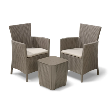 SET DE BALCÓN KETER IOWA Mesa de centro de jardín y 2 sillones