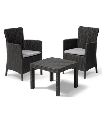 CONJUNTO DE BALCÓN SALVADOR KETER Mesa de centro de jardín y 2 sillones