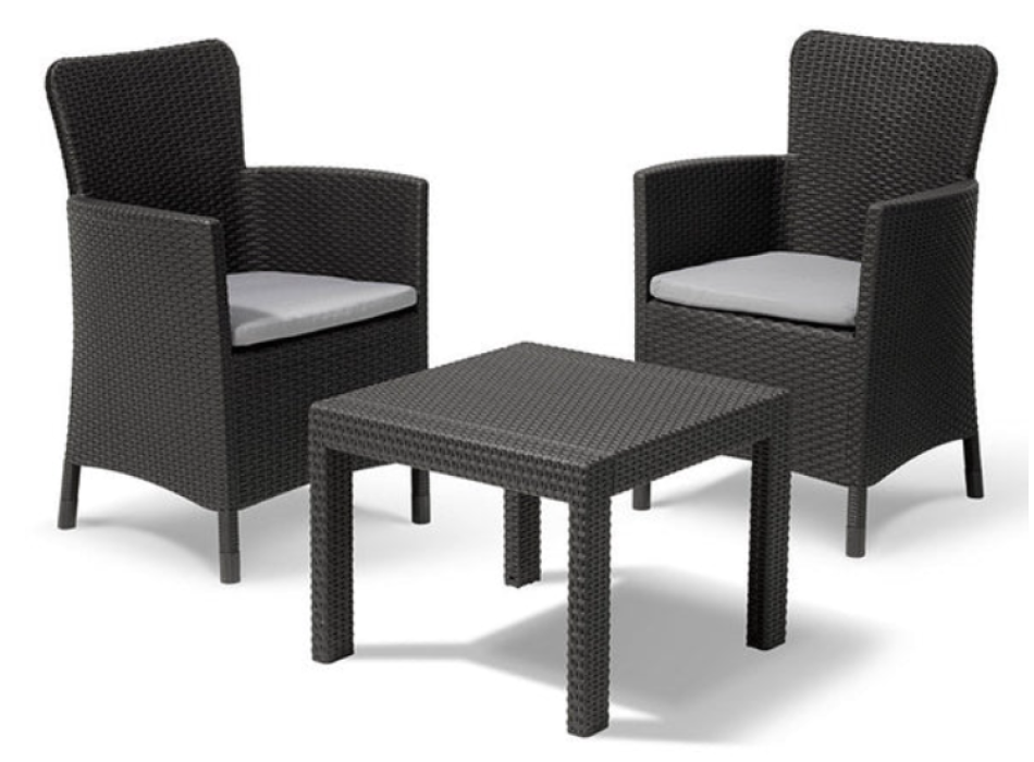 CONJUNTO DE BALCÓN SALVADOR KETER Mesa de centro de jardín y 2 sillones
