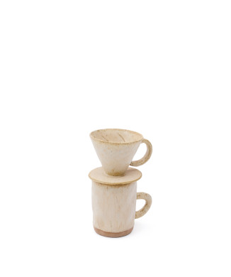 Juego de tazas de café de cerámica beige Zunel
