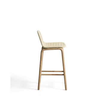 Taburete Alipa de madera maciza de acacia y cuerda.