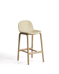 Taburete Alipa de madera maciza de acacia y cuerda.
