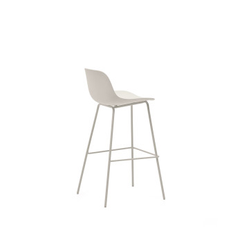 Taburete Altea en color beige con patas de acero y acabado beige, 75 cm