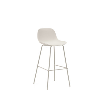 Taburete Altea en color beige con patas de acero y acabado beige, 75 cm