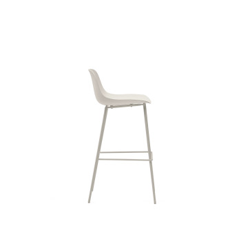 Taburete Altea en color beige con patas de acero y acabado beige, 75 cm