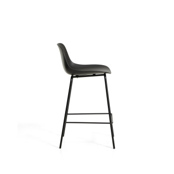 Taburete Altea en color negro con patas de acero negro y acabado negro, 65 cm.