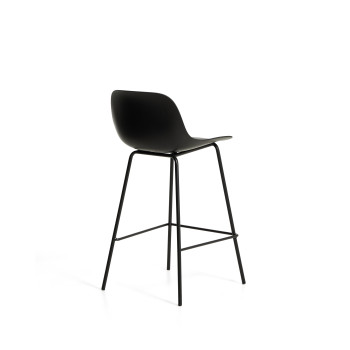 Taburete Altea en color negro con patas de acero negro y acabado negro, 65 cm.