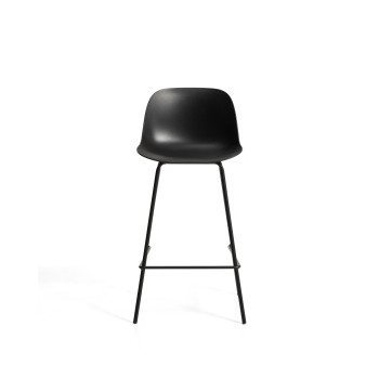 Taburete Altea en color negro con patas de acero negro y acabado negro, 65 cm.