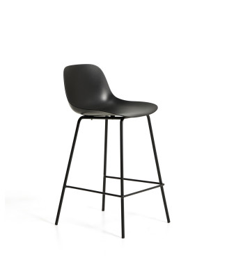 Taburete Altea en color negro con patas de acero negro y acabado negro, 65 cm.