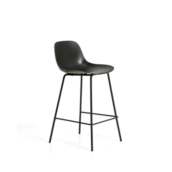 Taburete Altea en color negro con patas de acero negro y acabado negro, 65 cm.