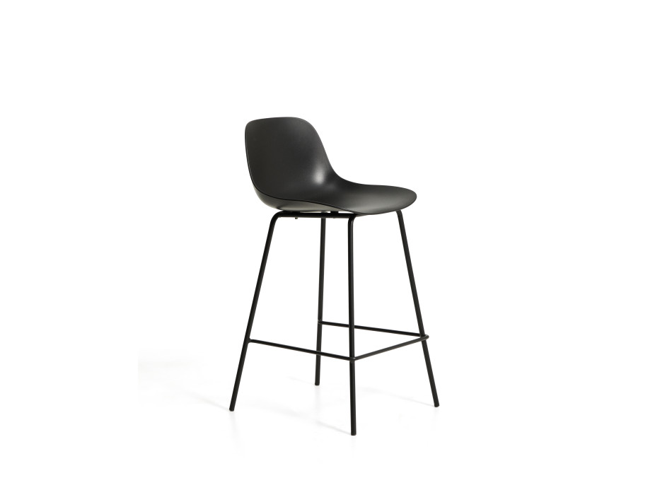 Taburete Altea en color negro con patas de acero negro y acabado negro, 65 cm.