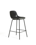 Taburete Altea en color negro con patas de acero negro y acabado negro, 65 cm.