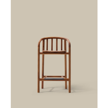 Taburete de exterior Turqueta en madera maciza de teca 100% certificada FSC, altura 65 cm.