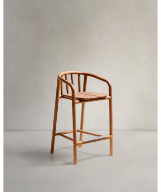 Taburete de exterior Turqueta en madera maciza de teca 100% FSC, altura 65 cm