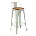 Taburete New Bristol de hierro blanco con asiento de madera, 42x42 cm, h77/94 cm, Vacchetti