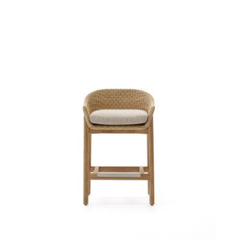 Taburete Galea en madera maciza de teca y ratán sintético, 75 cm FSC 100%