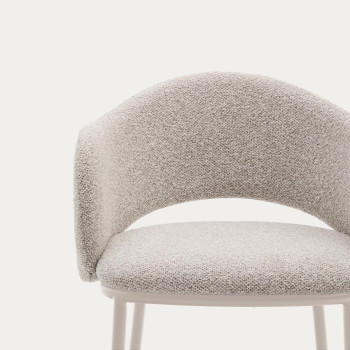 Taburete Maina en chenilla beige y patas de acero acabado beige FSC Mix Crédito 65 cm