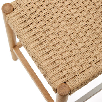 Taburete Yalia en madera maciza de roble con acabado natural y cuerda, altura 65 cm FSC 100%