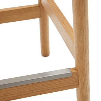 Taburete Yalia en madera maciza de roble con acabado natural y cuerda, altura 65 cm FSC 100%