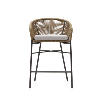 Taburete Yanet en cuerda beige, altura 65 cm