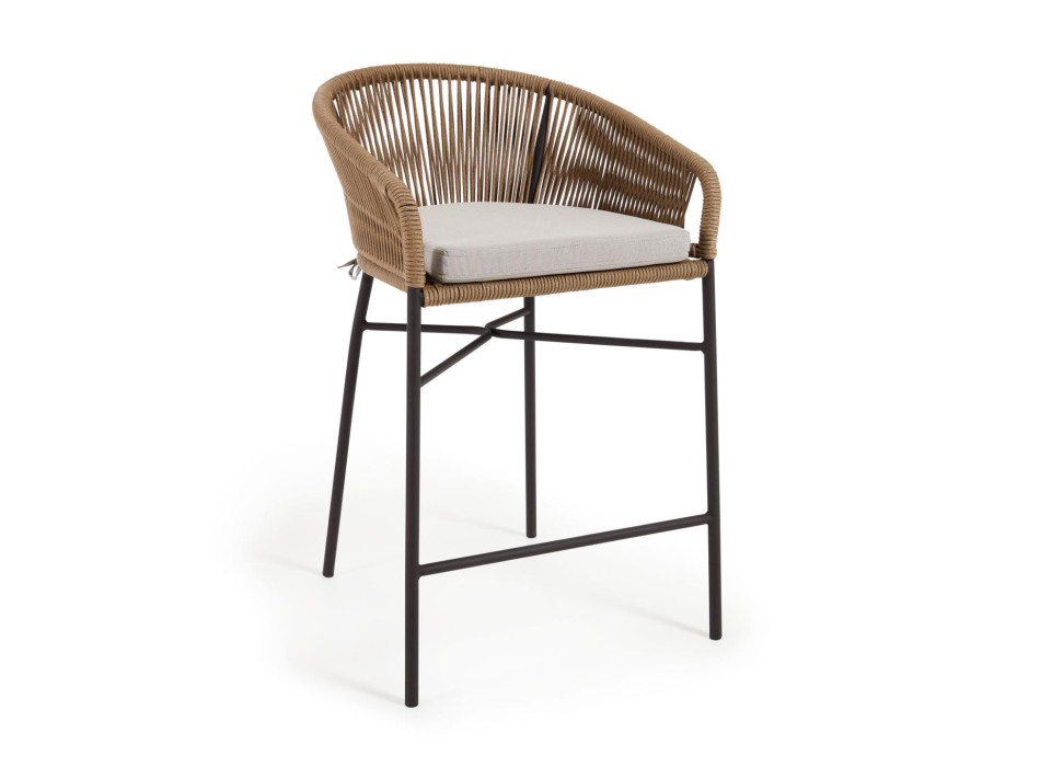 Taburete Yanet en cuerda beige, altura 65 cm, beige, altura 65 cm