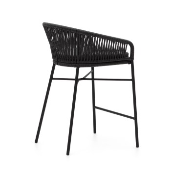 Taburete Yanet en cuerda negra, altura 65 cm, negro, altura 65 cm