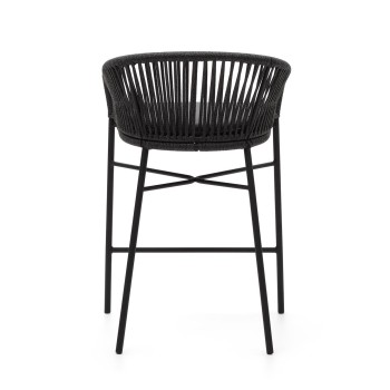 Taburete Yanet en cuerda negra, altura 65 cm, negro, altura 65 cm