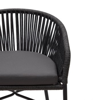 Taburete Yanet en cuerda negra, altura 65 cm, negro, altura 65 cm