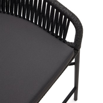 Taburete Yanet en cuerda negra, altura 65 cm, negro, altura 65 cm