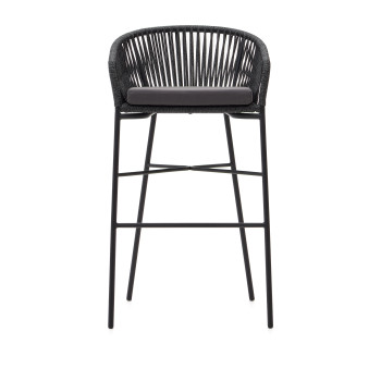 Taburete Yanet en cuerda negra, altura 80 cm