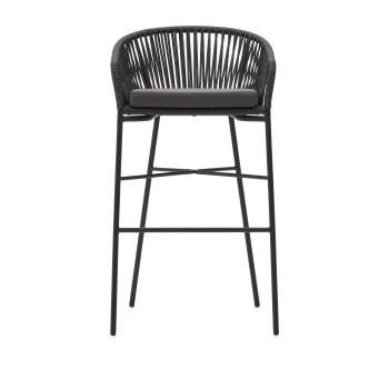 Taburete Yanet en cuerda negra, altura 80 cm