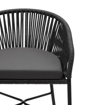 Taburete Yanet en cuerda negra, altura 80 cm