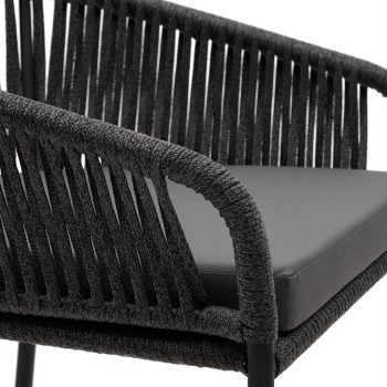 Taburete Yanet en cuerda negra, altura 80 cm