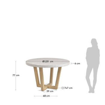 Mesa redonda de terrazo blanco Shanelle Ø 120 cm
