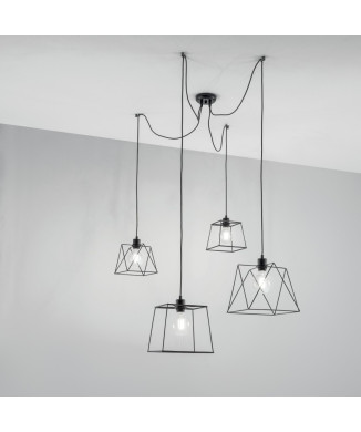 BROOKLYN POLIGONAL SUSPENSIÓN NEGRA 4XE27 250CM