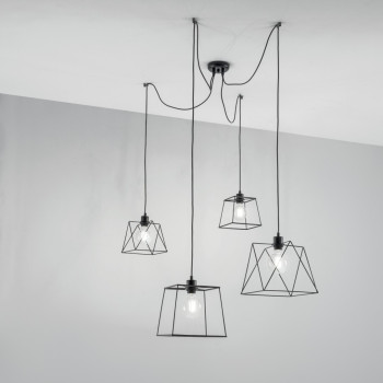 BROOKLYN POLIGONAL SUSPENSIÓN NEGRA 4XE27 250CM