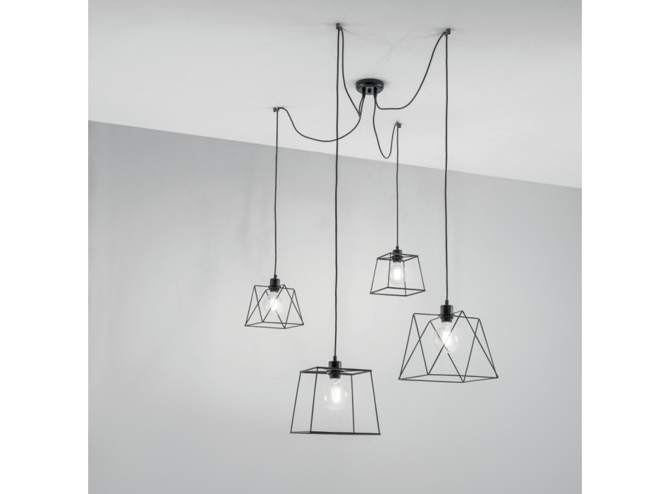 BROOKLYN POLIGONAL SUSPENSIÓN NEGRA 4XE27 250CM