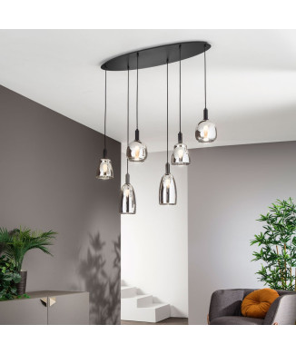 SUSPENSIÓN WEIZEN NEGRA 6XE14 101X34X150CM