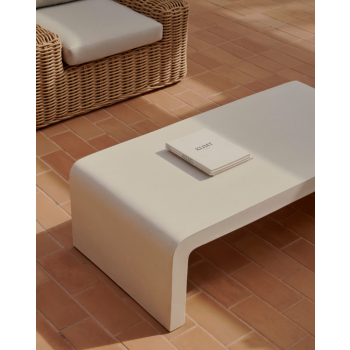 Mesa de centro Aiguablava de hormigón blanco 135 x 65 cm