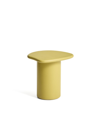 Mesa auxiliar de hormigón color mostaza Macarella, 48 x 47 cm