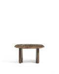 Mesa de centro Pirita en mármol marrón y patas de roble macizo con acabado
