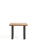 Mesita auxiliar Uxue de madera maciza de acacia con patas de acero negro, 65 x 65 cm.