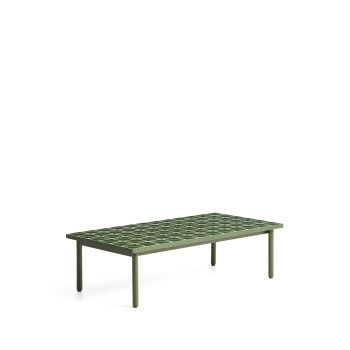 Mesa de centro Maurina en acero galvanizado verde con azulejos verdes 122 x 61 cm