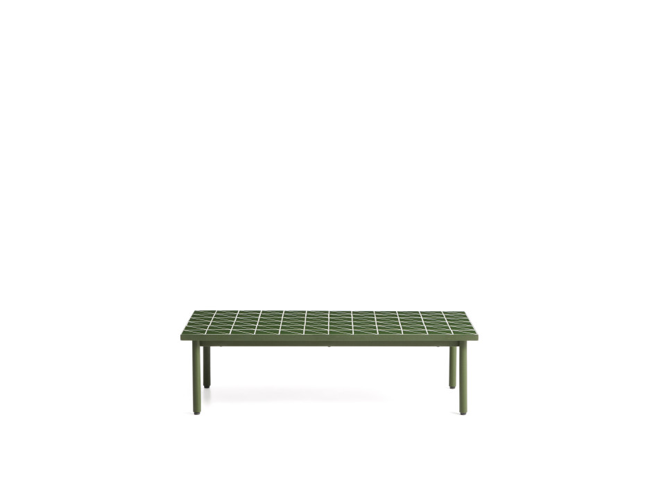 Mesa de centro Maurina en acero galvanizado verde con azulejos verdes 122 x 61 cm